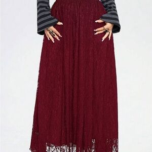 Elegant Burgundy Lace Skirt